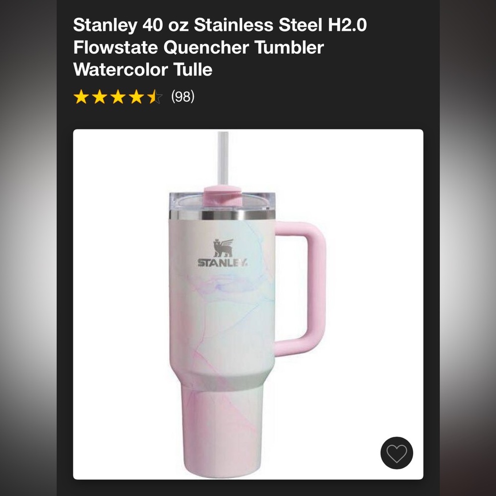 Stanley 40oz Stainless Steel H2.0 Flowstate Quencher Tumbler Watercolor Tulle